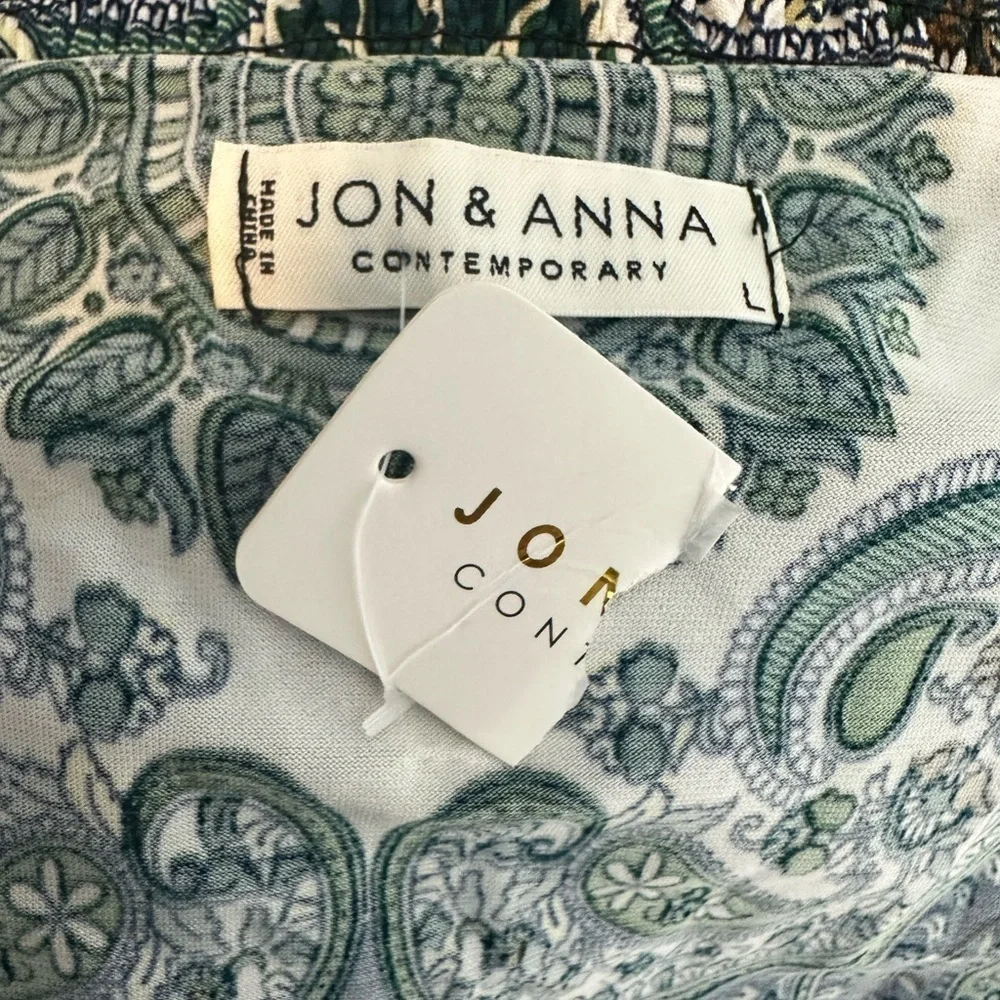 NEW Jon & Anna Top Sz L Blue Cold Shoulder Short Sleeve Casual Elastic Waist